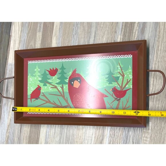Gund Cardinal Bird Serving Tray Rectangular with Handles Christmas Decor - Picture 5 of 11
